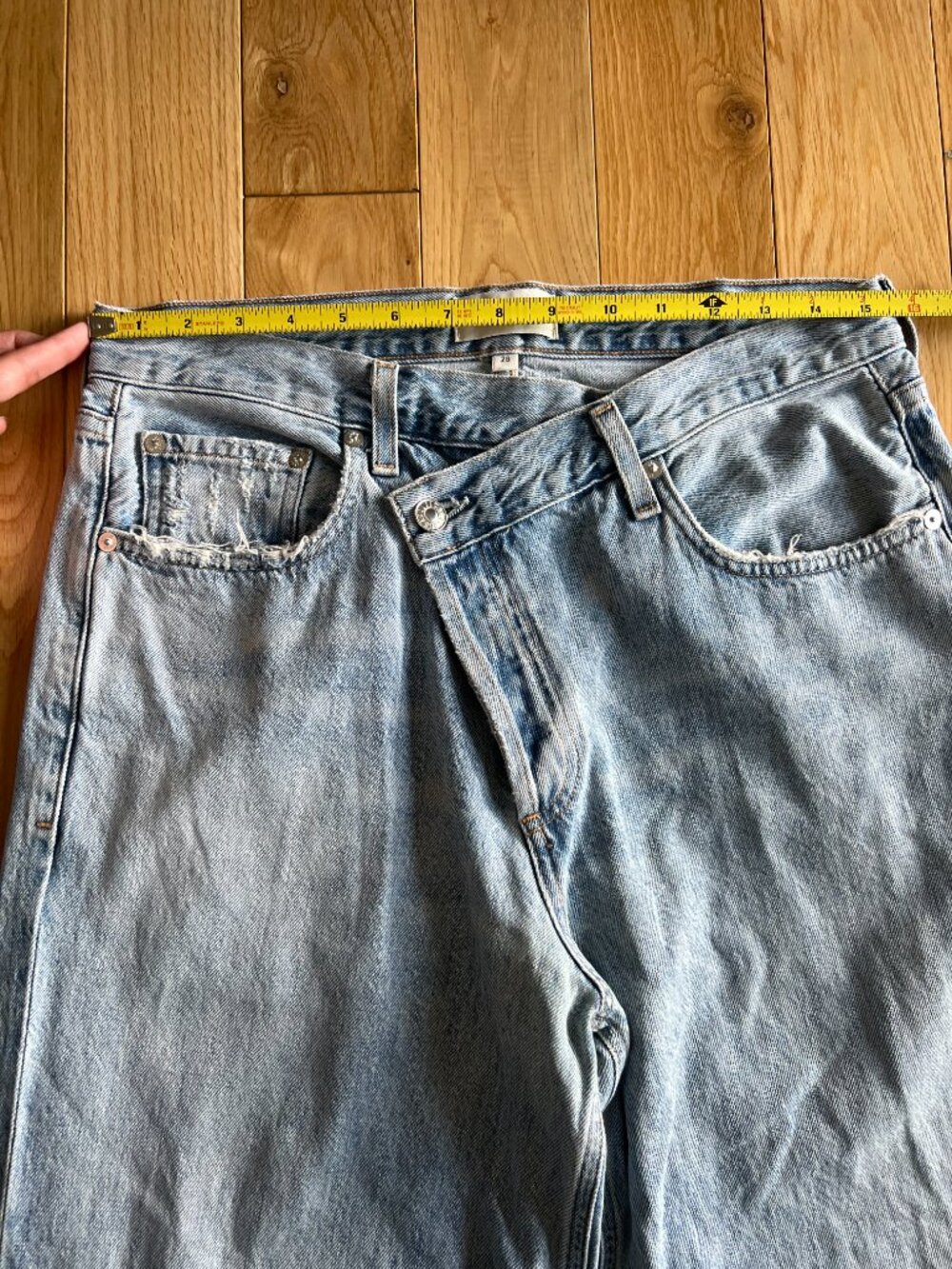 Agolde Criss Cross Jeans Wide Leg Light Wash Button Fly High Rise Womens Size 28 - Picture 4 of 13